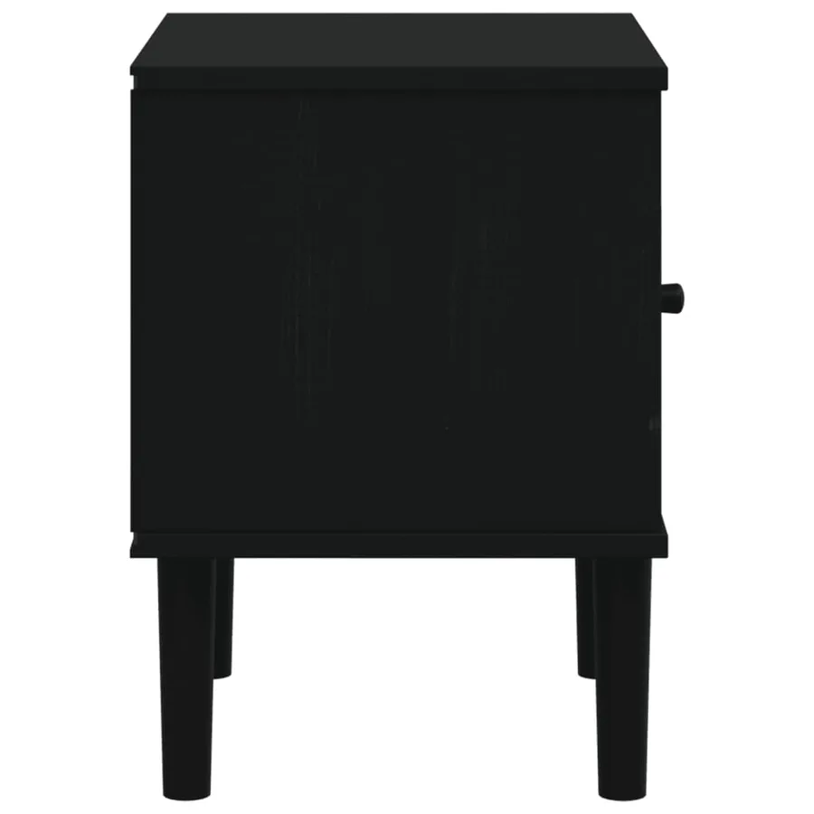 Table de chevet SENJA aspect de rotin noir bois de pin massif - 7