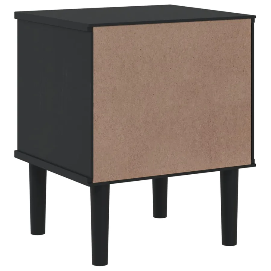 Table de chevet SENJA aspect de rotin noir bois de pin massif - 8