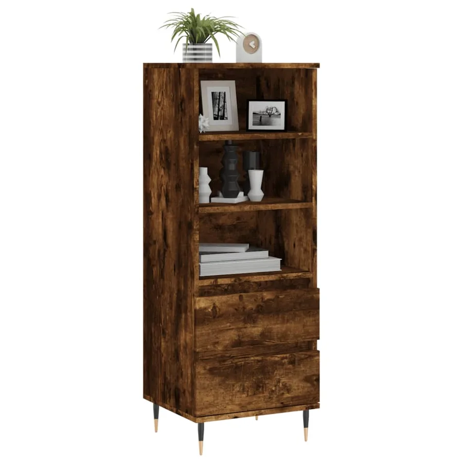Buffet haut Chêne fumé 40x36x110 cm Bois d'ingénierie - 3