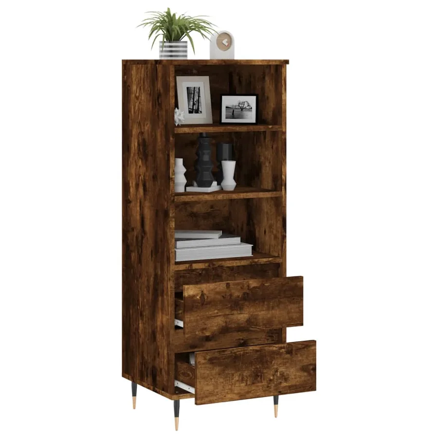 Buffet haut Chêne fumé 40x36x110 cm Bois d'ingénierie - 4