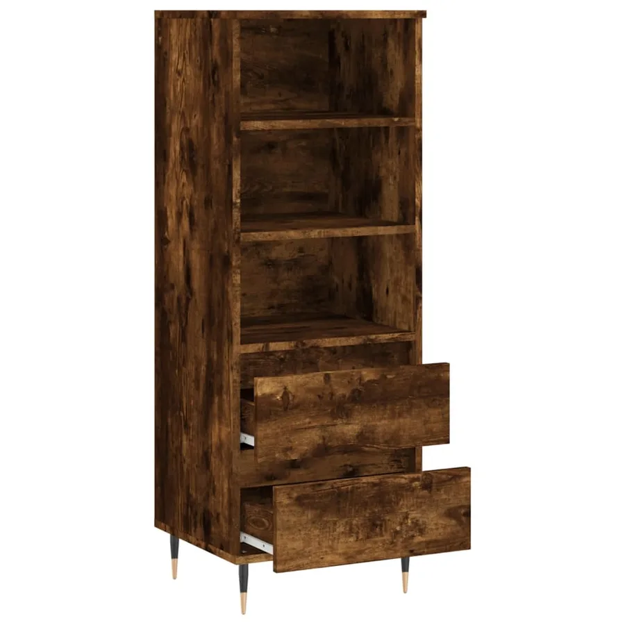 Buffet haut Chêne fumé 40x36x110 cm Bois d'ingénierie - 6