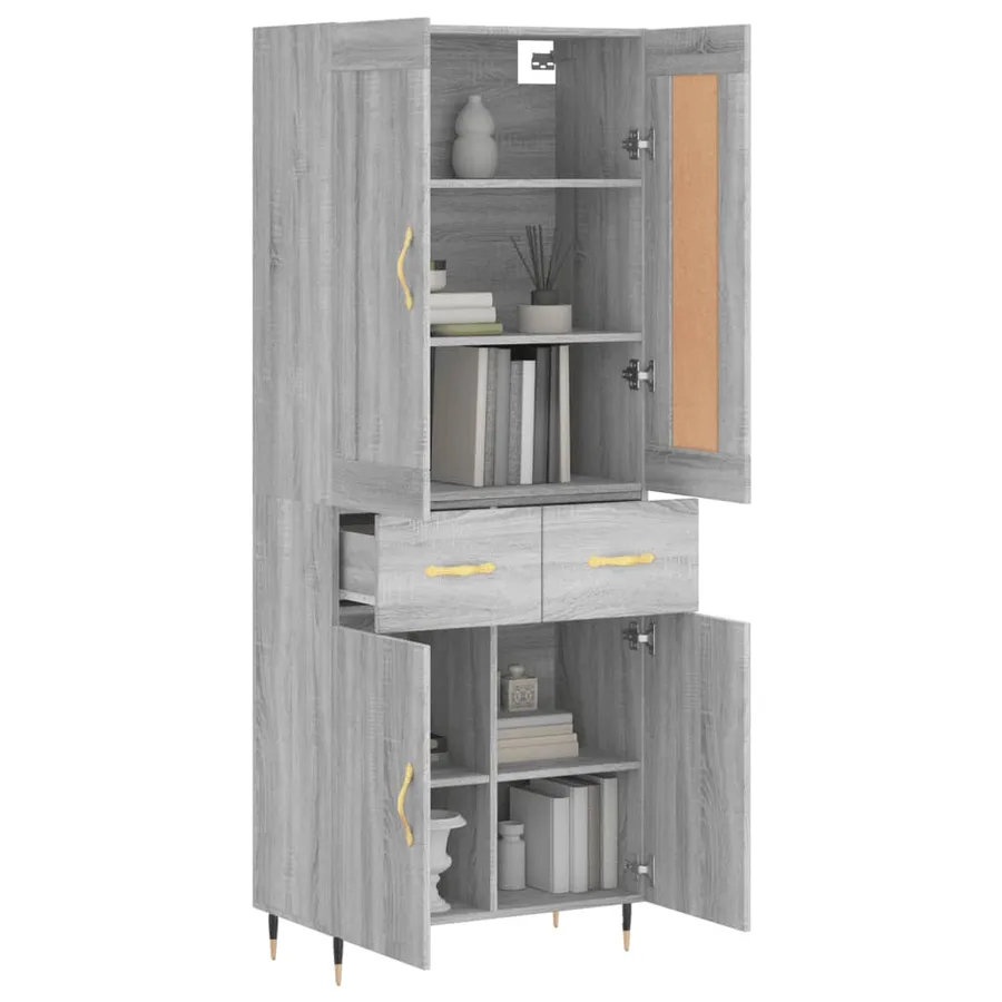 Buffet haut Sonoma gris 69,5x34x180 cm Bois d'ingénierie - 12