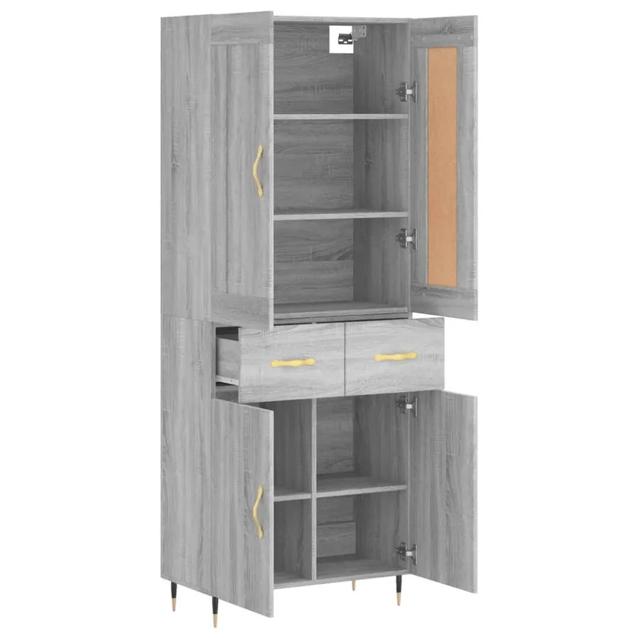 Buffet haut Sonoma gris 69,5x34x180 cm Bois d'ingénierie - 3