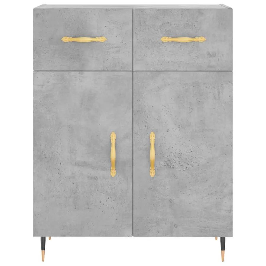 Buffet haut Gris béton 69,5x34x180 cm Bois d'ingénierie - 7