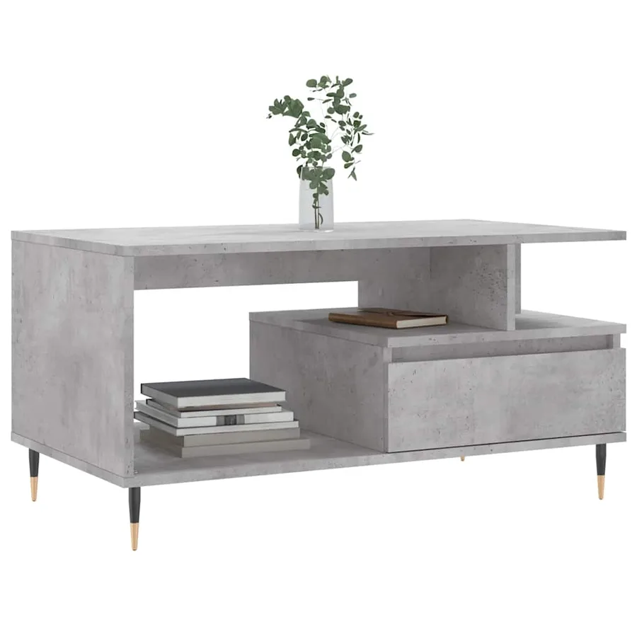 Table basse Gris béton 90x49x45 cm Bois d'ingénierie - 3