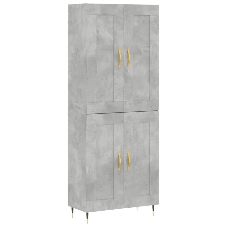 Buffet haut Gris béton 69,5x34x180 cm Bois d'ingénierie - 2