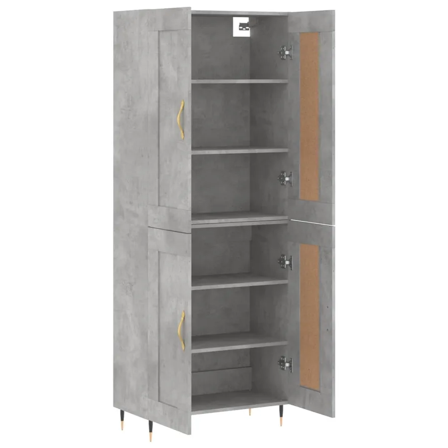 Buffet haut Gris béton 69,5x34x180 cm Bois d'ingénierie - 3