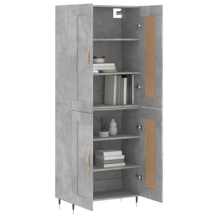 Buffet haut Gris béton 69,5x34x180 cm Bois d'ingénierie - 9