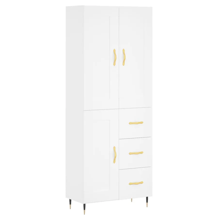 Buffet haut Blanc 69,5x34x180 cm Bois d'ingénierie - 2