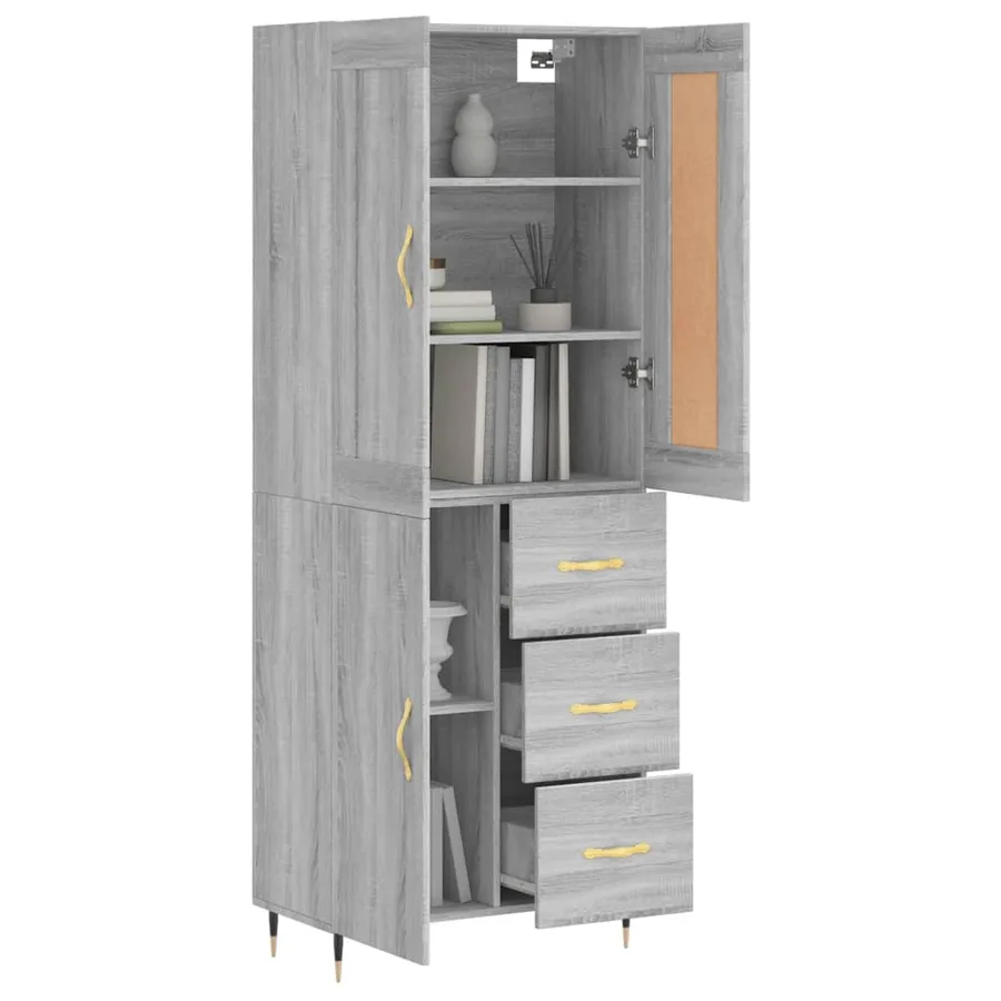 Buffet haut Sonoma gris 69,5x34x180 cm Bois d'ingénierie - 12