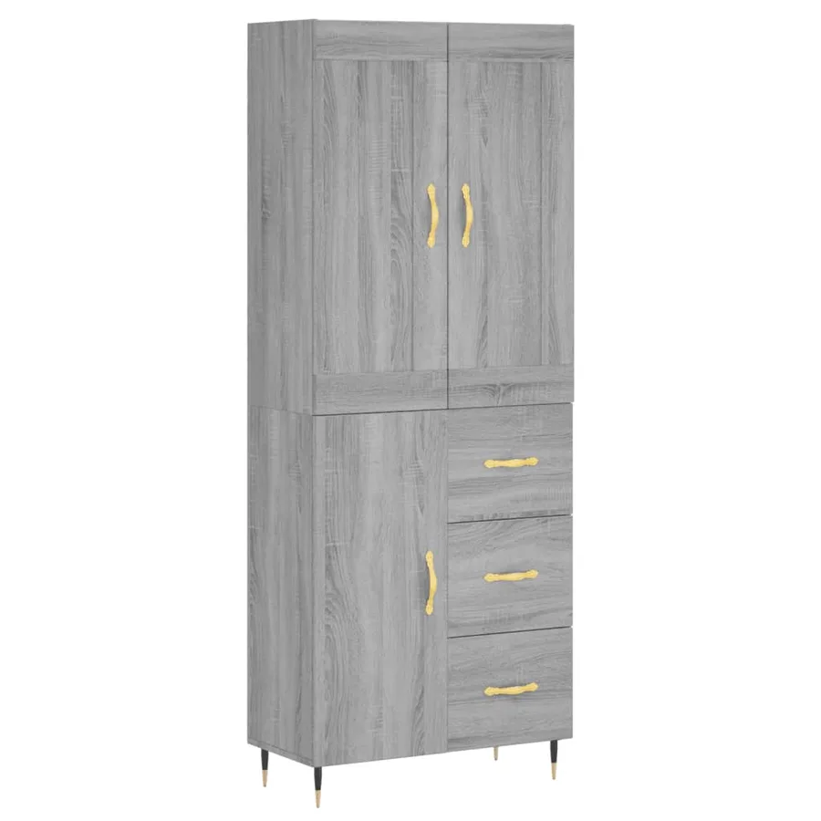 Buffet haut Sonoma gris 69,5x34x180 cm Bois d'ingénierie - 2