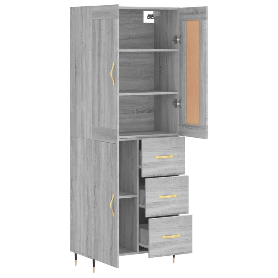 Buffet haut Sonoma gris 69,5x34x180 cm Bois d'ingénierie - 3