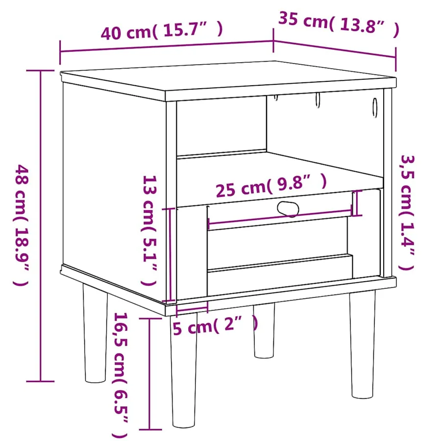Table de chevet SENJA aspect de rotin marron bois de pin massif - 10