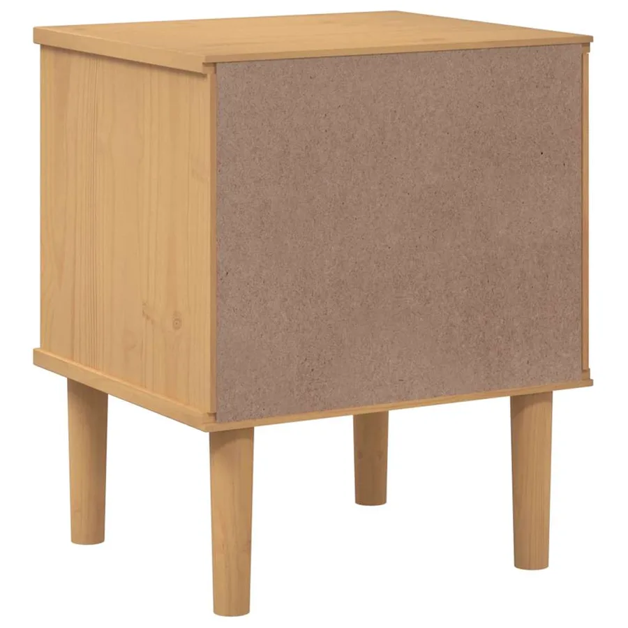 Table de chevet SENJA aspect de rotin marron bois de pin massif - 8