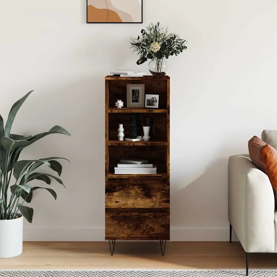 Buffet haut Chêne fumé 40x36x110 cm Bois d'ingénierie
