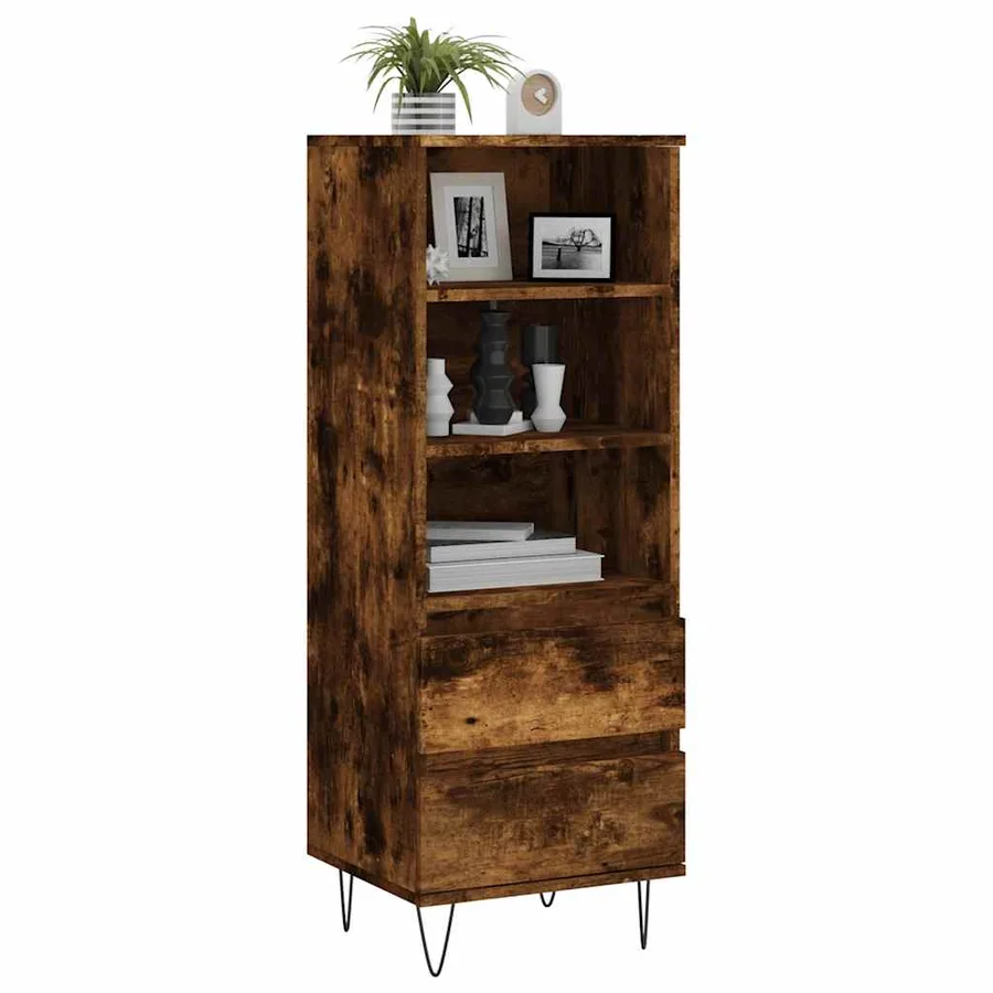 Buffet haut Chêne fumé 40x36x110 cm Bois d'ingénierie - 3