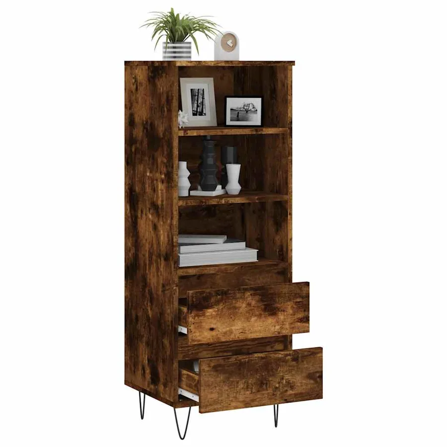 Buffet haut Chêne fumé 40x36x110 cm Bois d'ingénierie - 4