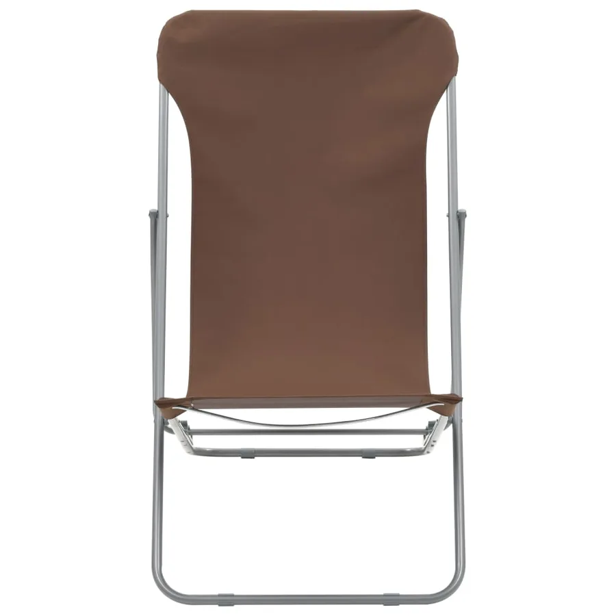 Chaises de plage pliables lot de 2 Acier et tissu oxford Marron - 3
