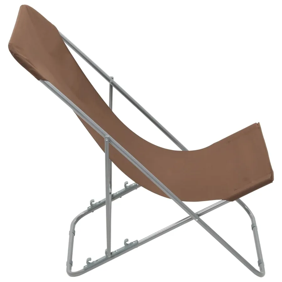 Chaises de plage pliables lot de 2 Acier et tissu oxford Marron - 4
