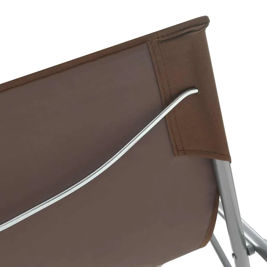 Chaises de plage pliables lot de 2 Acier et tissu oxford Marron - 7