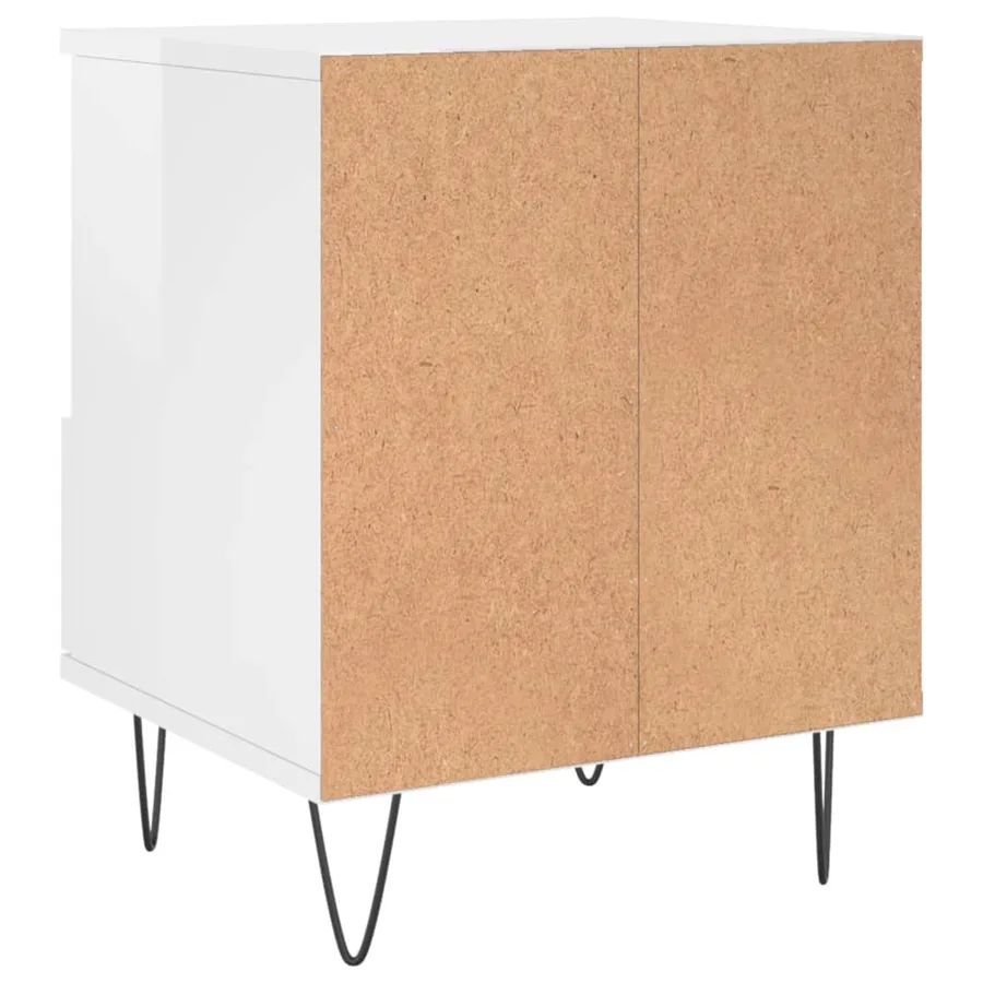 Table de chevet Blanc brillant 40x35x50 cm Bois d’ingénierie - 8