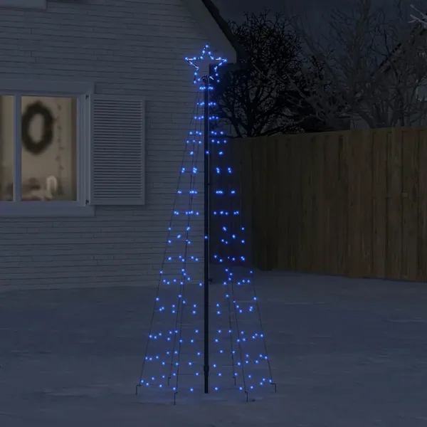 Sapin de Noël à LED avec piquets 220 LED bleu 180 cm