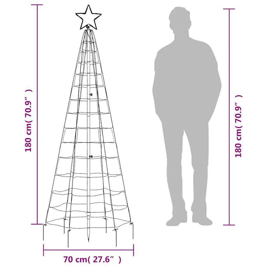 Sapin de Noël à LED avec piquets 220 LED bleu 180 cm - 10