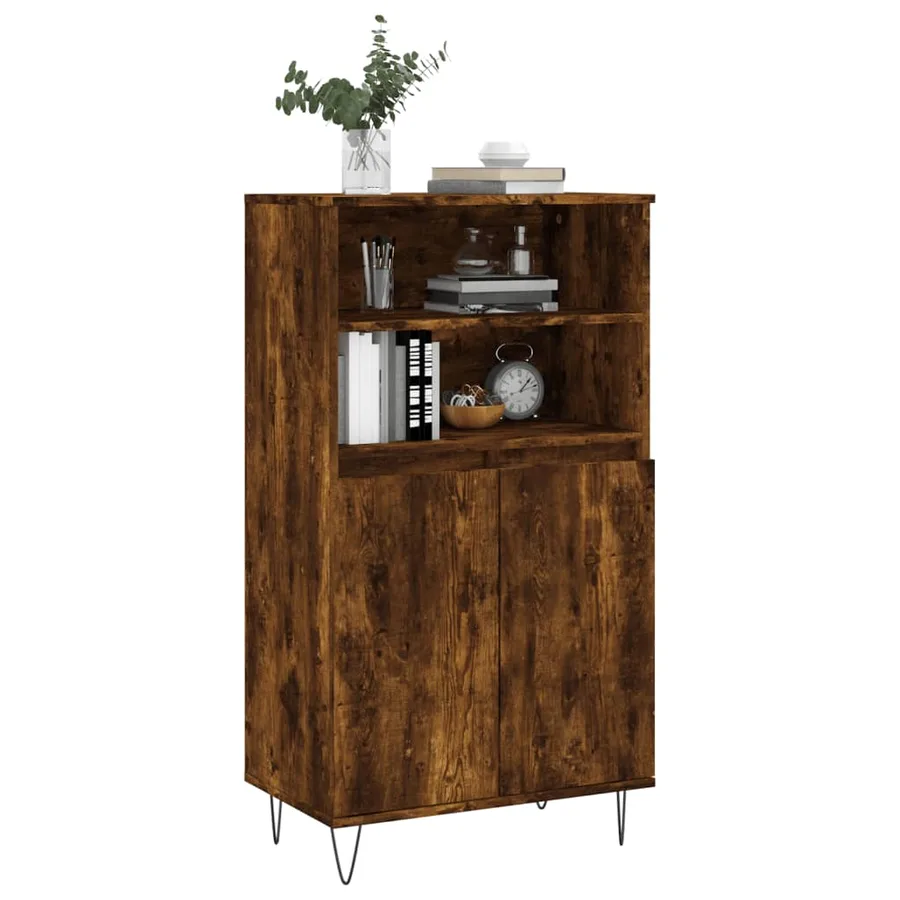 Buffet haut Chêne fumé 60x36x110 cm Bois d'ingénierie - 3