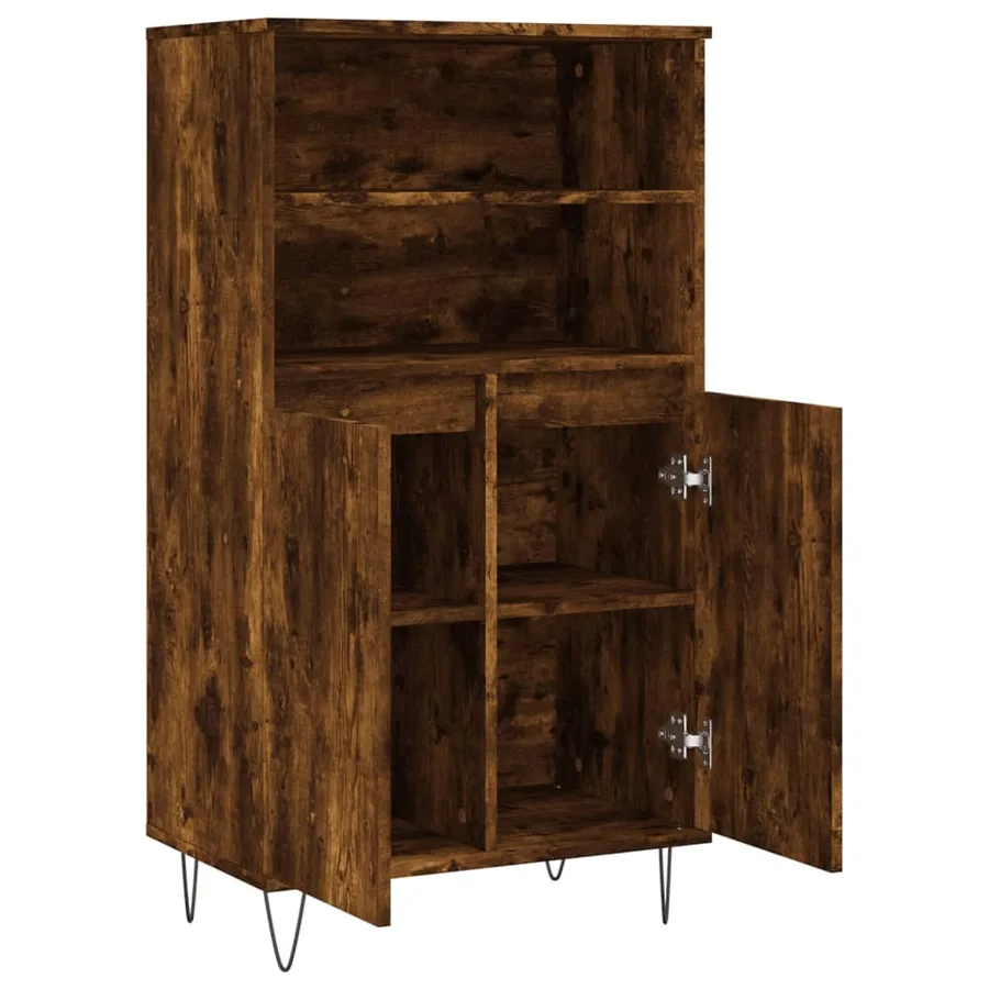 Buffet haut Chêne fumé 60x36x110 cm Bois d'ingénierie - 5