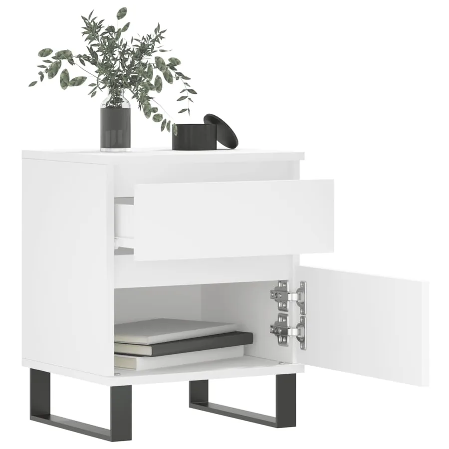 Tables de chevet 2 pcs blanc 40x35x50 cm bois d’ingénierie - 3