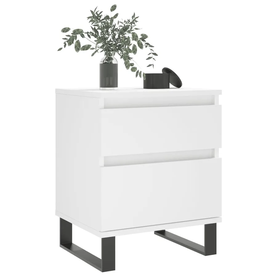 Tables de chevet 2 pcs blanc 40x35x50 cm bois d’ingénierie - 4