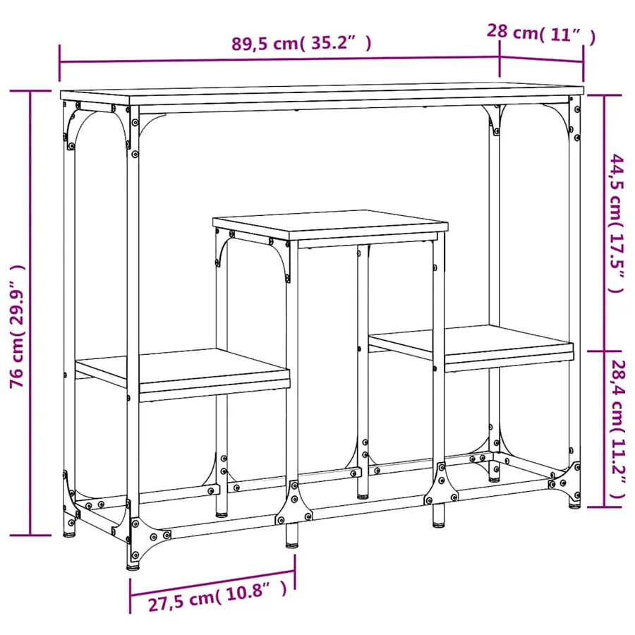 Table console noir 89,5x28x76 cm bois d'ingénierie - 9