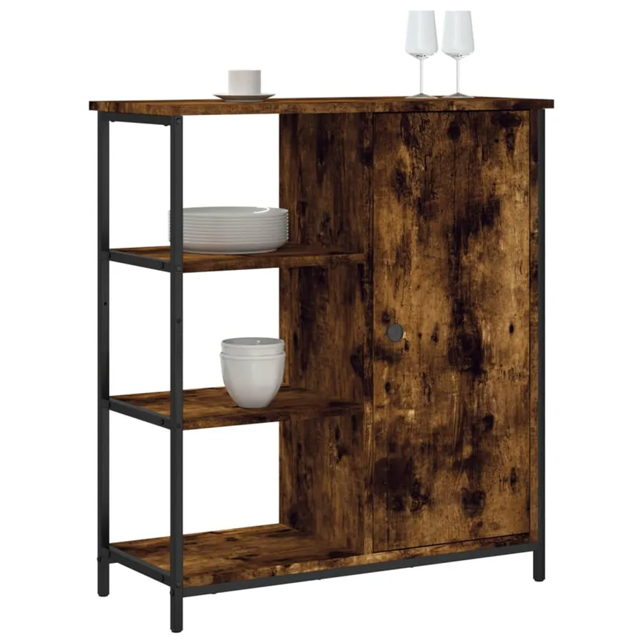 Buffet chêne fumé 70x30x80 cm bois d'ingénierie - 3