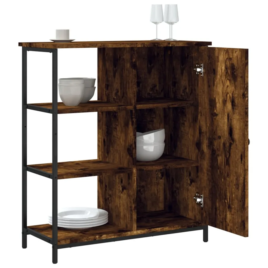 Buffet chêne fumé 70x30x80 cm bois d'ingénierie - 4