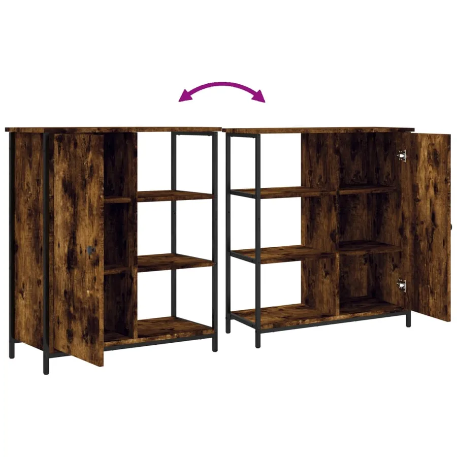 Buffet chêne fumé 70x30x80 cm bois d'ingénierie - 9