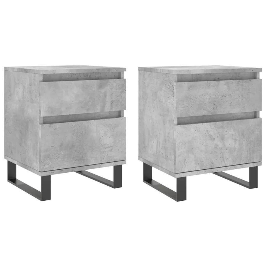 Tables de chevet 2 pcs gris béton 40x35x50 cm bois d’ingénierie - 2