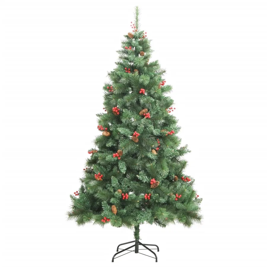 Sapin de Noël artificiel avec pommes de pin et baies 210 cm - 2