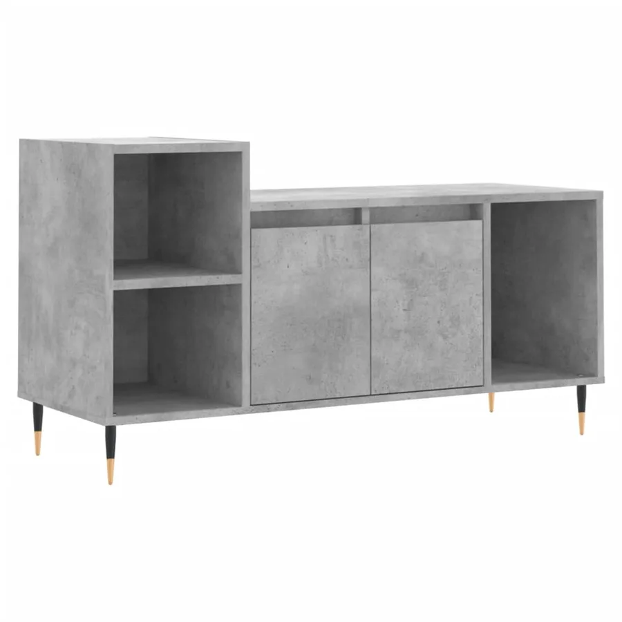 Meuble TV Gris béton 100x35x55 cm Bois d'ingénierie - 2