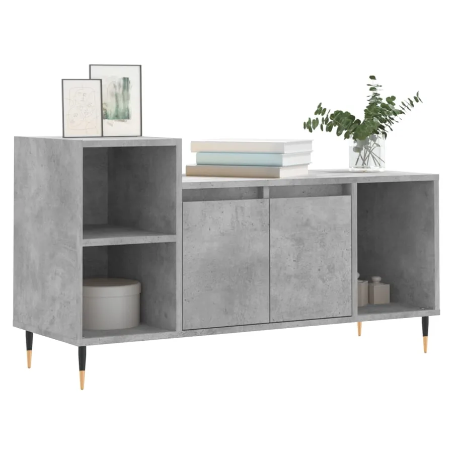 Meuble TV Gris béton 100x35x55 cm Bois d'ingénierie - 3