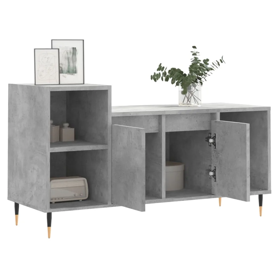Meuble TV Gris béton 100x35x55 cm Bois d'ingénierie - 4