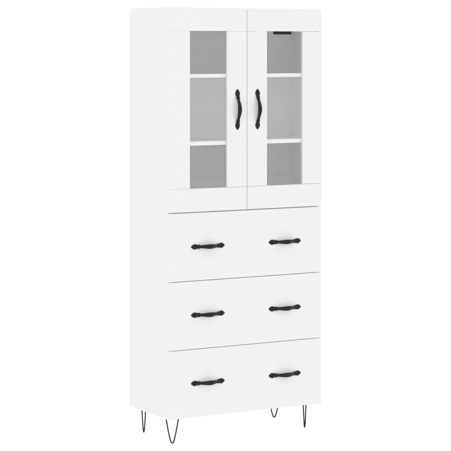 Buffet haut Blanc 69,5x34x180 cm Bois d'ingénierie - 2