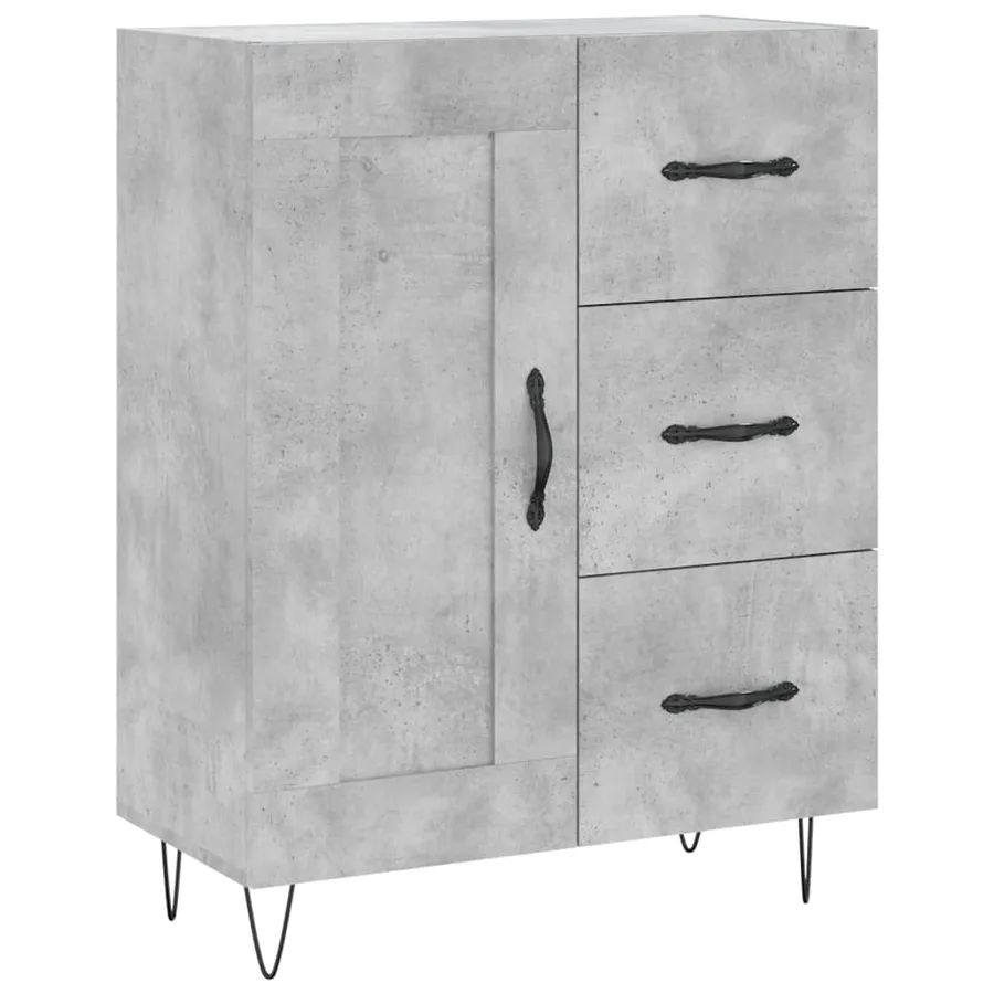 Buffet haut Gris béton 69,5x34x180 cm Bois d'ingénierie - 7
