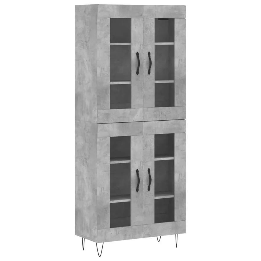 Buffet haut Gris béton 69,5x34x180 cm Bois d'ingénierie - 2