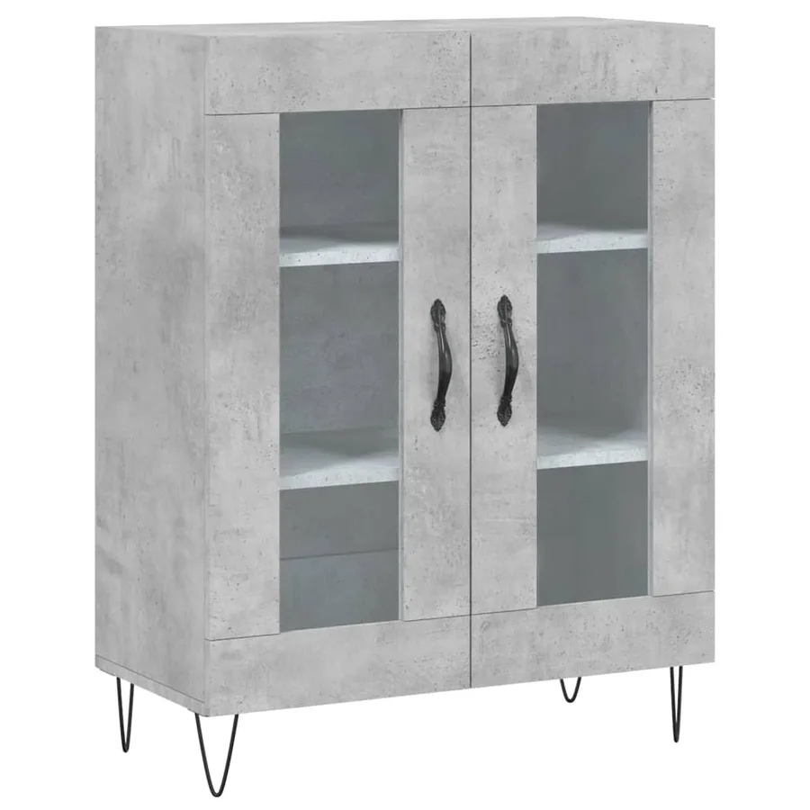 Buffet haut Gris béton 69,5x34x180 cm Bois d'ingénierie - 7