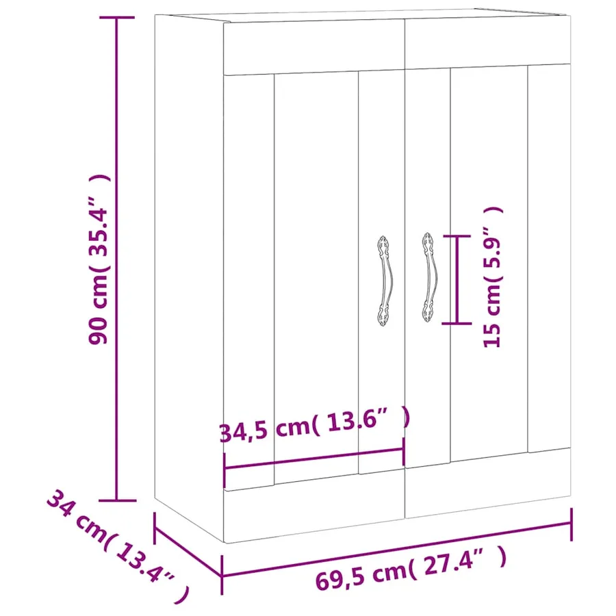 Armoire murale sonoma gris 69,5x34x90 cm bois d'ingénierie - 13