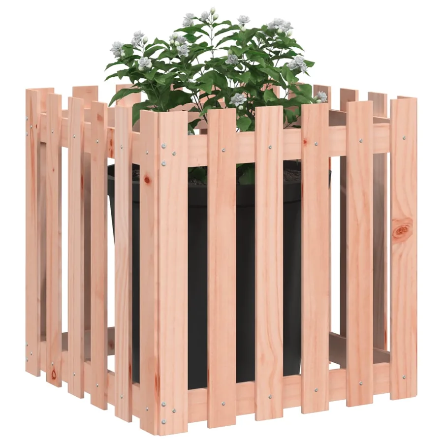 Jardinière avec design de clôture 60x60x60 cm Douglas massif - 3