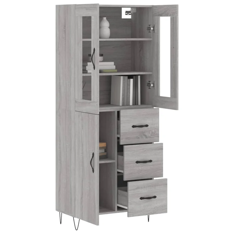 Buffet haut Sonoma gris 69,5x34x180 cm Bois d'ingénierie - 3