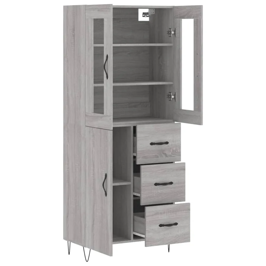 Buffet haut Sonoma gris 69,5x34x180 cm Bois d'ingénierie - 4