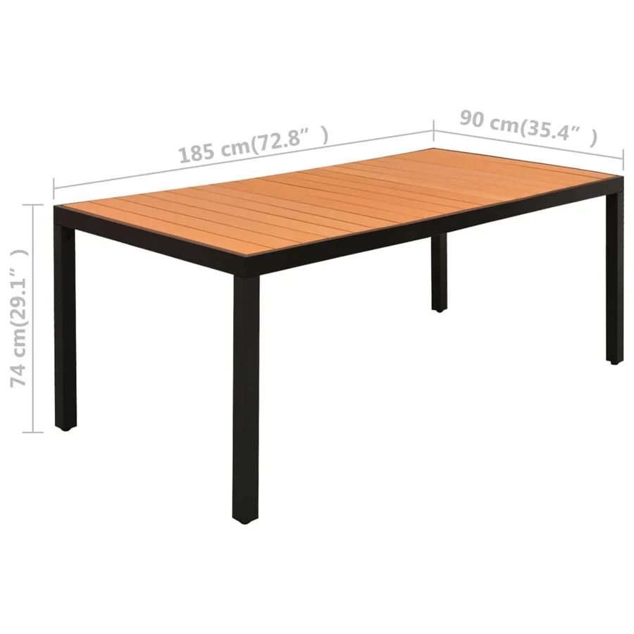 Ensemble à manger de jardin 9 pcs noir et marron - 11