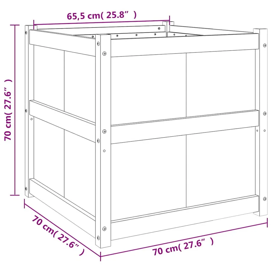 Jardinière blanc 70x70x70 cm bois de pin massif - 11
